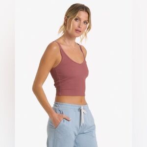 Vuori Rib Crop Tank - Rosewood